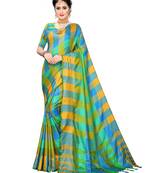 Sky blue woven poly silk saree with blouse