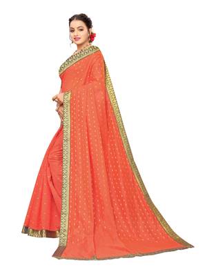 Orange woven cotton silk saree with blouse 2