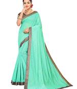 Green woven cotton silk saree with blouse
