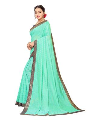 Green woven cotton silk saree with blouse 2