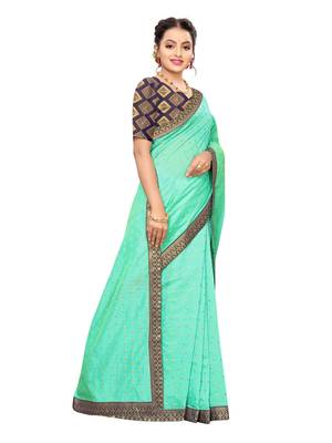 Green woven cotton silk saree with blouse 3