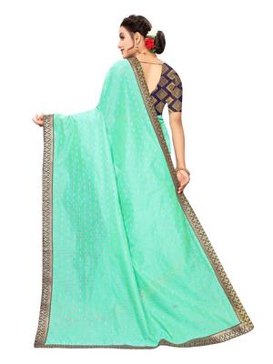Green woven cotton silk saree with blouse 4