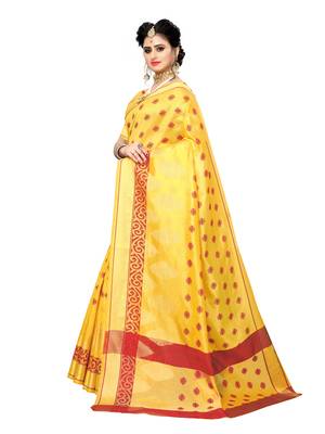 Yellow Woven Art Silk Saree With Blouse 2