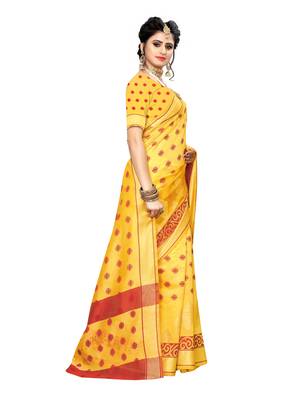 Yellow Woven Art Silk Saree With Blouse 3