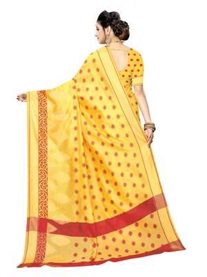 Yellow Woven Art Silk Saree With Blouse 4