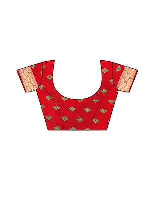 Red Woven Art Silk Saree With Blouse 5
