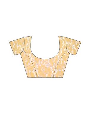 Beige Brasso Net Saree With Blouse 5