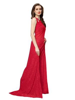 Red Brasso Net Saree With Blouse 3