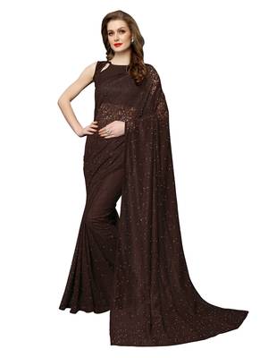 Brown Brasso Net Saree With Blouse 1