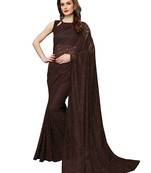 Brown Brasso Net Saree With Blouse