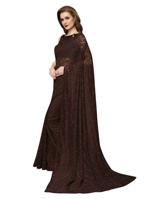 Brown Brasso Net Saree With Blouse 2