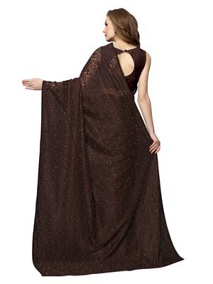 Brown Brasso Net Saree With Blouse 4