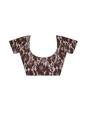 Brown Brasso Net Saree With Blouse 5