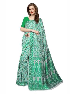 White woven chanderi silk saree with blouse 1