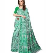 White woven chanderi silk saree with blouse