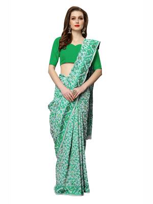 White woven chanderi silk saree with blouse 2