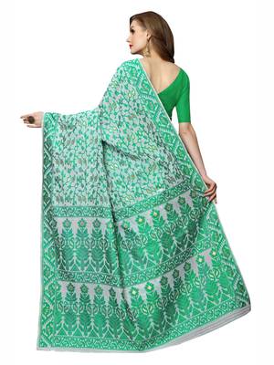 White woven chanderi silk saree with blouse 4