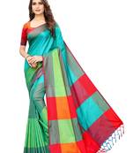 Green Woven Poly Silk Saree With Blouse