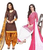 Combo Of 2 Printed Synthetic Unstitched Salwar With Dupatta