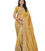 Mustard Embroidered Art Silk Saree With Blouse