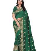 Green Embroidered Art Silk Saree With Blouse