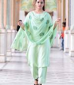 Green Stylish Women 3 Piece Rayon heavy Gotta patti work kurta Palazzo Set With heavy Designer Block Print Duppata