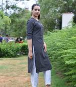 Black Stylish Women Black stright Kurti with beautiful white Checks  pillazo