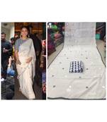 off-white Embroidery Chanderi patywear Bollowood saree with blouse