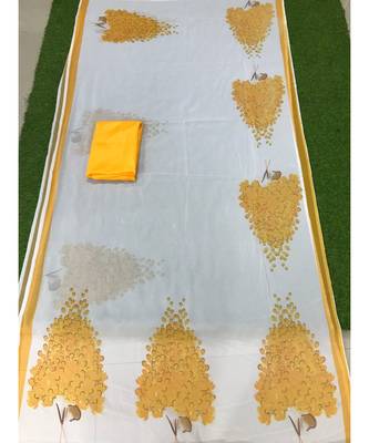 yellow Digital printed georgette partywear Bollywood saree with blouse 2