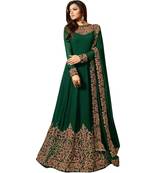 Green Embroidered Faux Georgette Semi Stitched Anarkali