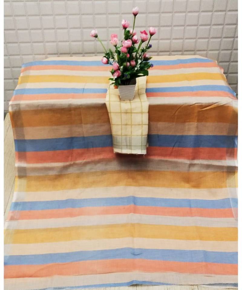 multicolor Digital printed linen partywear Bollywood saree with blouse