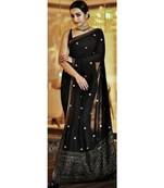 black Embroidery georgette partywear Bollywood saree with blouse