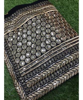 black Embroidery georgette partywear Bollywood saree with blouse 3