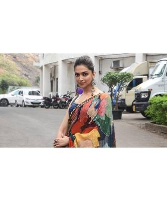 multicolor Digital printed georgette partywear Bollywood saree with blouse 2