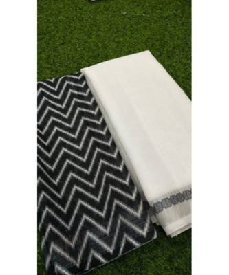White Digital printed Linen partywear Bollywood saree with blouse 2