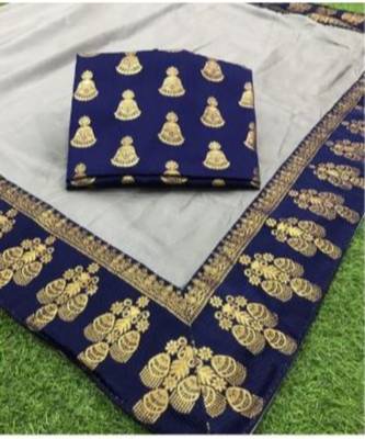 grey Chanderi silk Partywear Bollywood saree with blouse 2