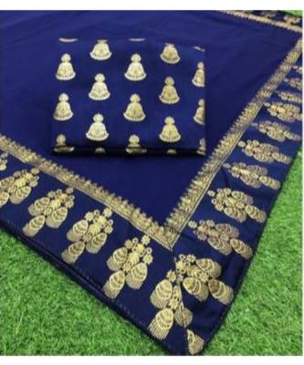 blue Chanderi silk Partywear Bollywood saree with blouse 2