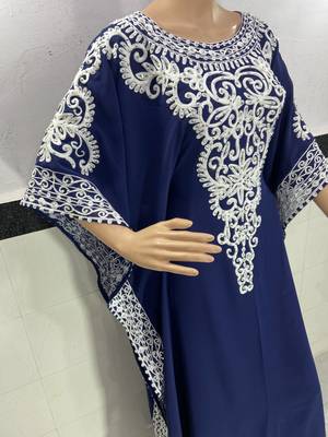 navy blue georgette moroccan islamic dubai kaftan farasha aari and stone work dress 2