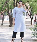 White Stylish Women White stright Kurti with beautiful Black Checks  pillazo