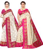 Combo Of 2 Poly Silk  Multicolor Printed Women's Saree