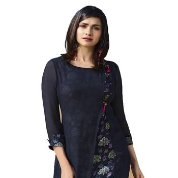 Blue printed georgette georgette-kurtis 2