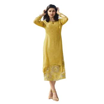 Yellow printed georgette georgette-kurtis 1