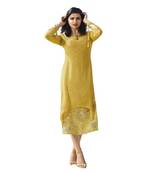 Yellow printed georgette georgette-kurtis
