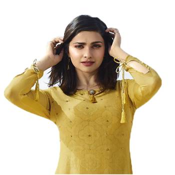 Yellow printed georgette georgette-kurtis 2