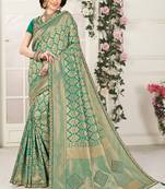 Green Banarasi Silk Jaqcard Work Heavy Work Designer saree with blouse
