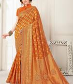 Orange Banarasi Silk Jaqcard Work Heavy Work Designer saree with blouse