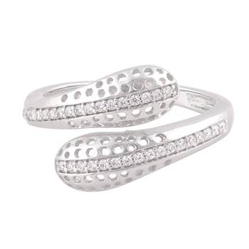 Rhodium Plated Cubic Zirconia Women Bypass Ring 1