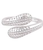 Rhodium Plated Cubic Zirconia Women Bypass Ring