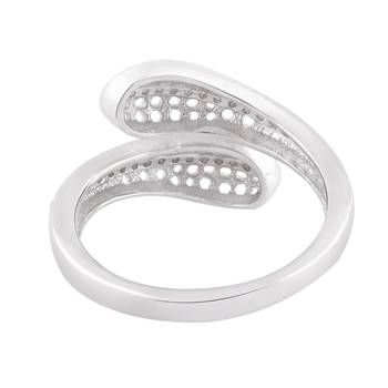 Rhodium Plated Cubic Zirconia Women Bypass Ring 3