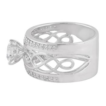 Cubic Zirconia Rhodium Plated Engagement Ring for Women's Ring 2